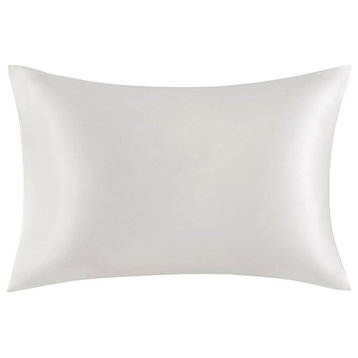 Madison Park Silk 100% Mulberry Single Pillowcase, White