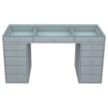 SlayStation Pro 2.0 Tabletop and Drawers Bundle, Silver, 5 Drawers