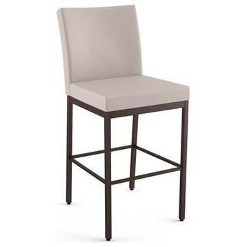 Amisco Perry Plus Counter and Bar Stool, Cream Faux Leather / Dark Brown Metal, Bar Height