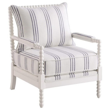Coaster Blanchett Fabric Upholstered Accent Chair with Spindle White and Navy