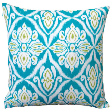 Outdoor Geometric Peacock Throw Pillow, Set of 2, Blue, Cover