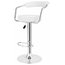Set of 2 Bar Stools Upholstered, Faux Leather, Back Support and Armrests, White