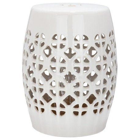 Safavieh Circle Lattice Garden Stool, Cream