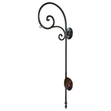 Iron Simple Scroll Hanging Bracket Wall Mounted Tall Hook Plant Hanger Outdoor