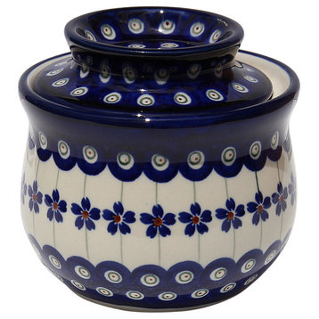 Polish Pottery French Butter Dish, Pattern Number: 166a