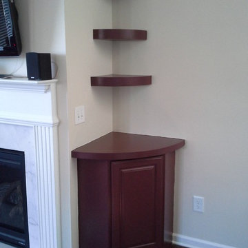 Fireplace Built-ins with Staggered Floating Shelves