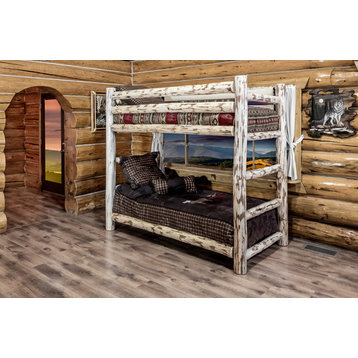 Montana Collection Twin Over Twin Bunk Bed, Clear Lacquer Finish