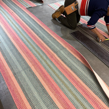 Chevron Colorful Staircase Carpet Installation