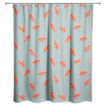 Palm Pattern in Red and Blue Shower Curtain