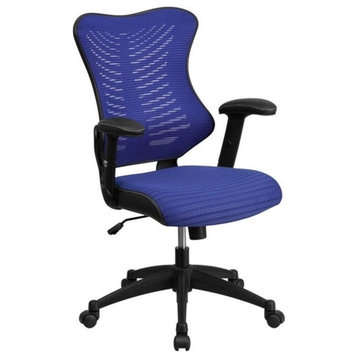 Pemberly Row Contemporary High Back Mesh Office Chair in Blue