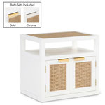 Meridian Furniture - Cole Night Stand, White - Introduce the essence of midcentury design to your bedroom with the elegant Cole Nightstand. The striking white finish and the natural cane tops and door fronts create a beautiful contrast that is sure to catch the eye of anyone who enters the room. The nightstand comes with a complete set of brushed brass and chrome iron handles, making it easy to blend it in with your existing decor and design scheme. With its timeless appeal, this nightstand is perfect for those who appreciate the balance of form and function in their furniture.