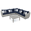 Cannes 6 Piece Aluminum Outdoor Patio Sectional and Table Set, Navy