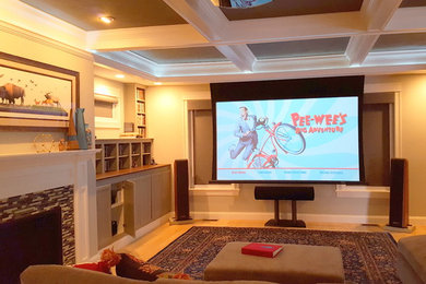 Home theater - contemporary home theater idea in Boston
