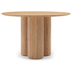 Meridian Furniture - Simba Dining Table, Natural, 48" Wide - Gather your favorite peeps around this Simba dining table. A sleek shade of white, this handsome mid-century designed table has a modish look that's perfect for both contemporary and traditional dining rooms. The natural oak veneer table top measures 48 inches, giving you oodles of room for place settings and lots of elbowroom for dinner guests. Made from ash wood and wood products, this sturdy table has a solid wood fluted base for added aesthetics.