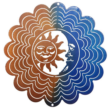 Small Blue Copper Sun Moon Wind Spinner