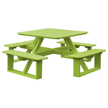 Poly Lumber Square Walk-in Table, Tropical Lime, With Umbrella Hole