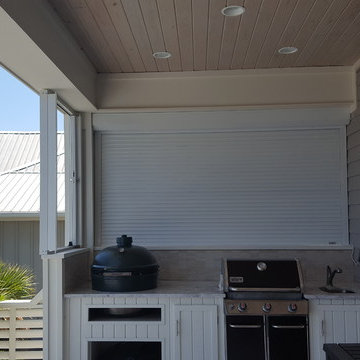 Bellare Motorized Rolling Shutter & Side Accordion Around Outdoor Kitchen