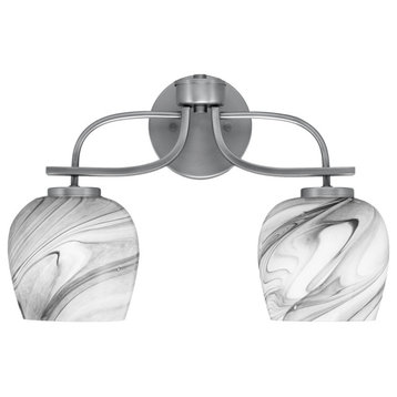 Cavella 2-Light Bath Bar, Graphite, 6" Onyx Swirl Glass
