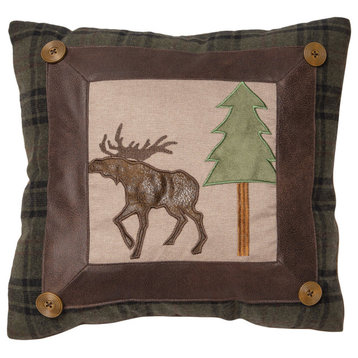 Moose Scrap Rustic Cabin Throw Pillow 18x18