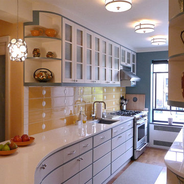 Streamline Moderne Kitchen design for a 1920s-era Art Deco Apartment