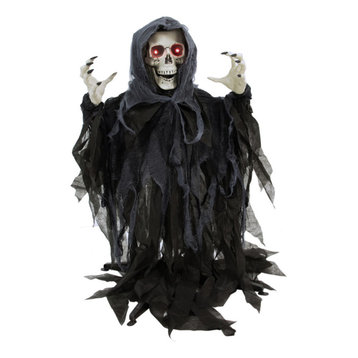 46" Animatronic Reaper Skeleton, Indoor/Outdoor Halloween Decoration