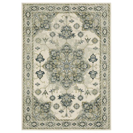 Oriental Weavers Sphinx Branson Br04B Traditional Rug, Ivory/ Blue, 1'10"x7'3"