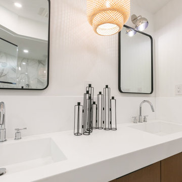 Earth Tone Transitional Closet and Bathroom