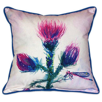 Pair of Betsy Drake Thistle Large Indoor/Outdoor Pillows