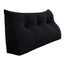WOWMAX - Bed Wedge Pillow Back Rest Support, Black Velvet, 39x20x8 - Bed Pillows