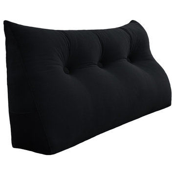 Bed Wedge Pillow Back Rest Support, Black Velvet, 39x20x8