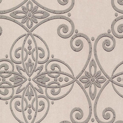 Galina Grey Scroll Damask - Wallpaper