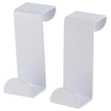 Stainless Steel Over the Cabinet Door Hooks, Set of 2, White