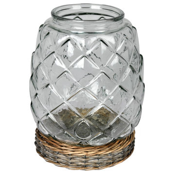 10.3" Glass Jar With Wicker Base