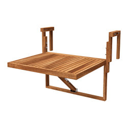 INTERBUILD Toronto balcony folding deck table adjustable FSC Acacia wood golden - Folding Tables