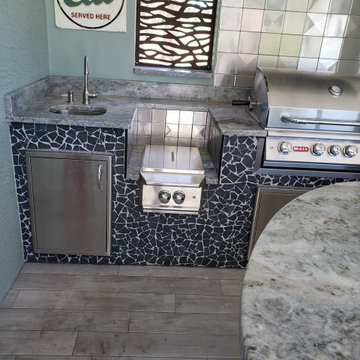 Outdoor Kitchen with 6"x6" Metal Tiles