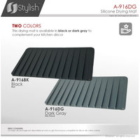 STYLISH Silicone Drying Mat and Trivet, Dark Gray