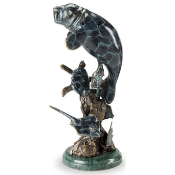 Manatee and Friends Brass Statue