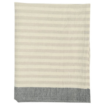 Modern Stripe Tea Towel, Set of 4, 20"x30", Gray/Stone