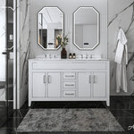 Ancerre Designs - Aspen Bathroom Vanity Set, White, 60" - The breath-taking Aspen collection celebrates fine craftsmanship and materials. Fashion-forward design infused with unique jewelry-like stainless steel metal trims and brackets that are meticulously hand polished. Accented with sculptural hardware that incorporates classical lines. Ancerre Designs' Aspen collection will be sure to add a touch of luxury to any home.