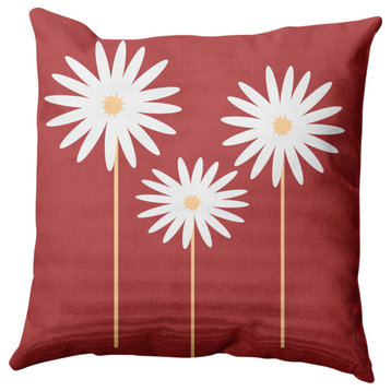 Floral Print Decorative Throw Pillow, Ligonberry Red, 26"x26"