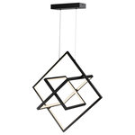 Artcraft - Graymar LED Pendant, Black - The Geometric "Graymar" pendant is unique because each of the squares can be rotated to your desired position. The frame and canopy are finished in a semi matte black. Each of the squares is illuminated by bright energy saving LED technology. This pendant almost looks like it is floating since it is suspended by thin aircraft type cables. Definitely a "cool" statement piece.
