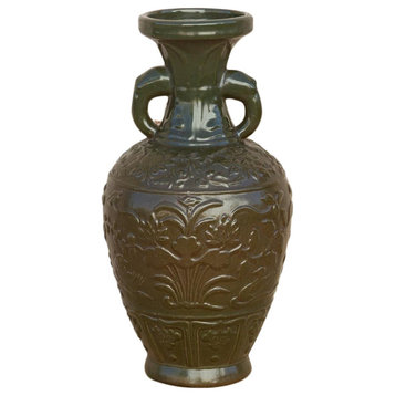 Emerald Green Engraved Chinese Vase