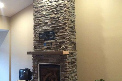Example of a trendy living room design in Portland