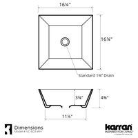 Karran VC-603-WH Valera 16" Vitreous China Vessel Bathroom Sink, White