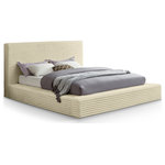 Meridian Furniture - Dexter Upholstered Bed, Cream, Full, Corduroy Fabric - When a bedroom rehab is on your "to do" list, this Dexter cream corduroy fabric full bed is a great jumping-off point. Designed to give your bedroom a fresh new face fast, this full size bed is upholstered in soft cream furry textured corduroy fabric in a homage of sorts to the timelessly iconic material that's part of your coziest fall wardrobe. The contemporary design of the bed features channel tufting for textural appeal, and the high headboard adds a dramatic vibe whether in the master suite or guest bedroom.