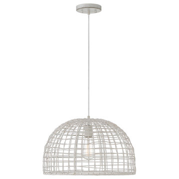 Savoy House Mpend M70105WR 1 Light Pendant in White Rattan With A White Socket
