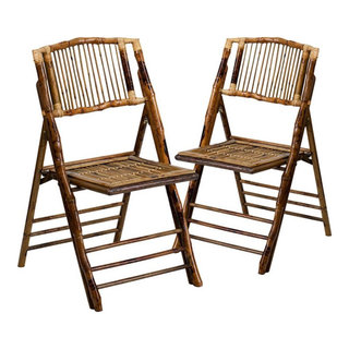 Flash Furniture American Champion Bamboo Folding Chair in Natural