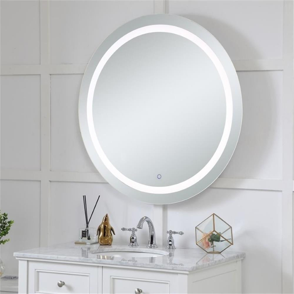 Pemberly Row 36" Round Hardwired LED Bathroom Mirror with Touch Sensor ...
