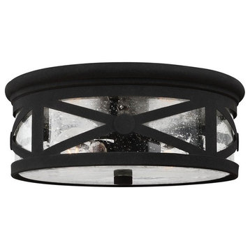 Two Light Outdoor Flush Mount-Black Finish-Incandescent Lamping Type - Outdoor
