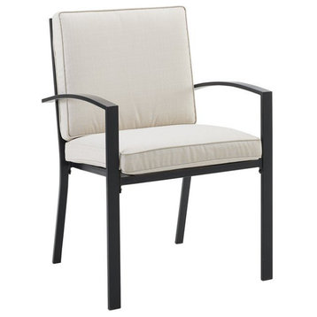 Crosley Furniture Kaplan Fabric Outdoor Dining Chair Set in Oatmeal (Set of 2)